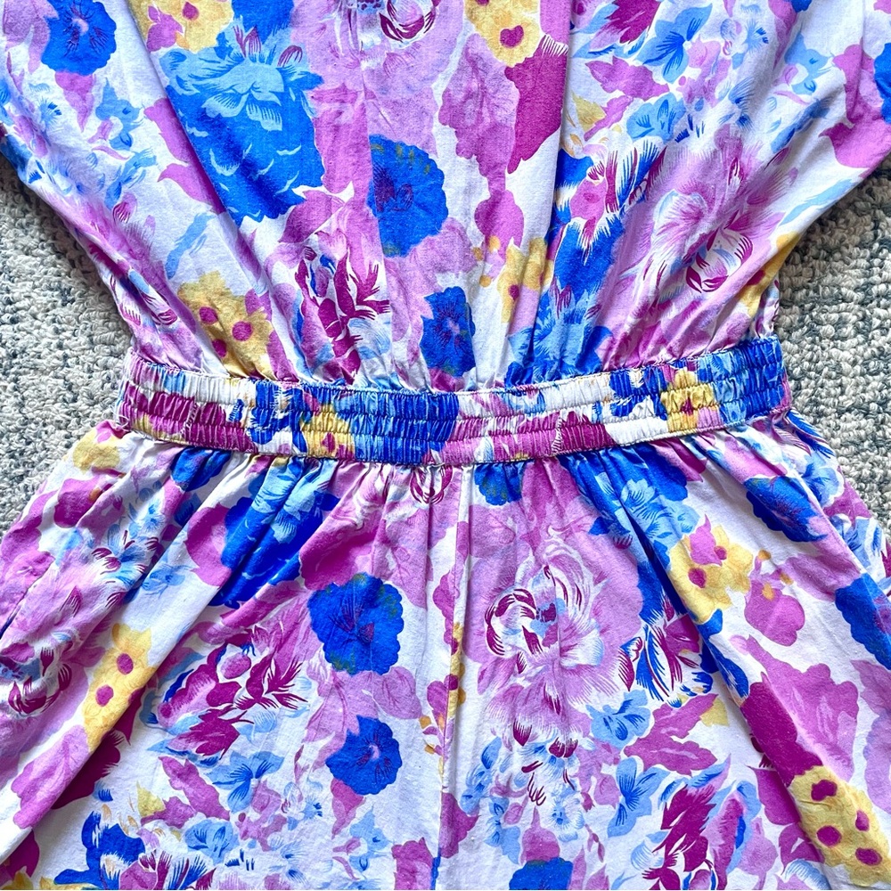 Vintage 80s Chandni 100% Cotton Romper Floral Print Cottage Core Rockabilly - Picture 7 of 9